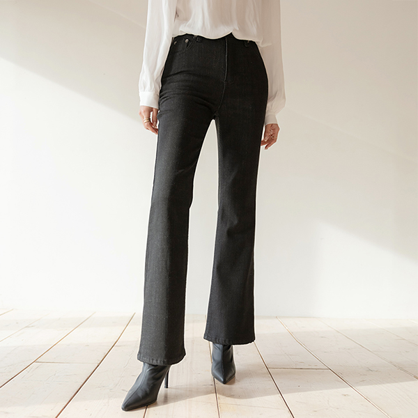 [the Fit Up] 楽な! 高品質 生地 ブーツカット 起毛 デニム パンツ