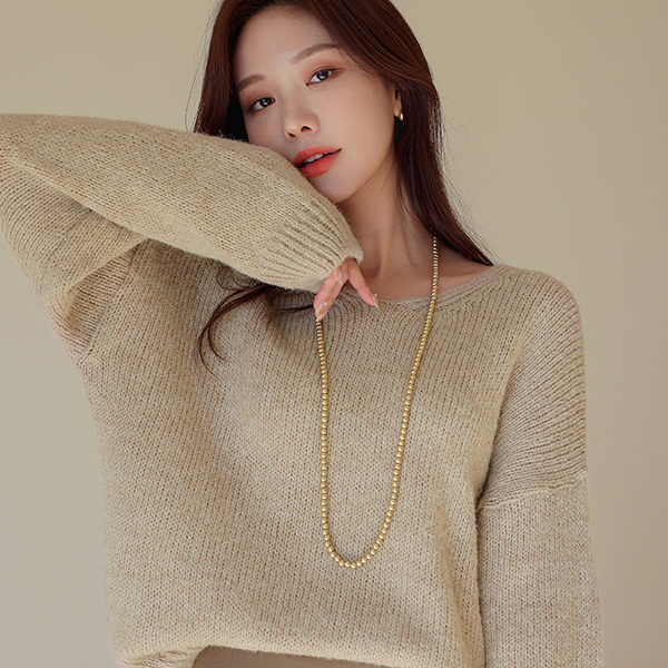 きれいなフィット ブイネック ウール&アルパカ カラー ニット