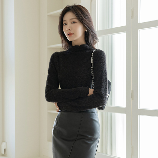 물결 セミハイネック エンジェル 弾力 ティーシャツ