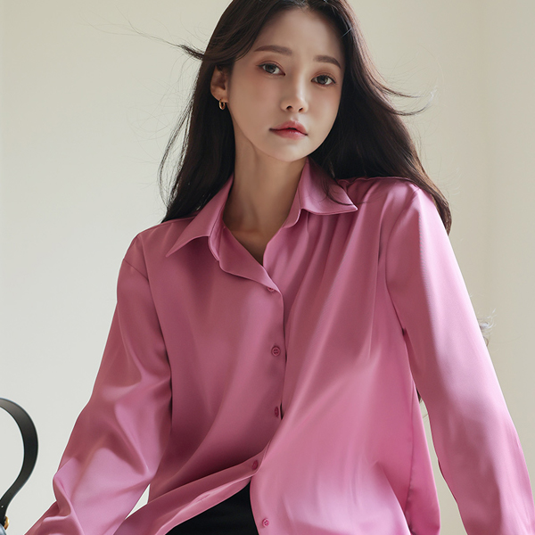 ラグジュアリー グロッシー サテン ベーシック ブラウス