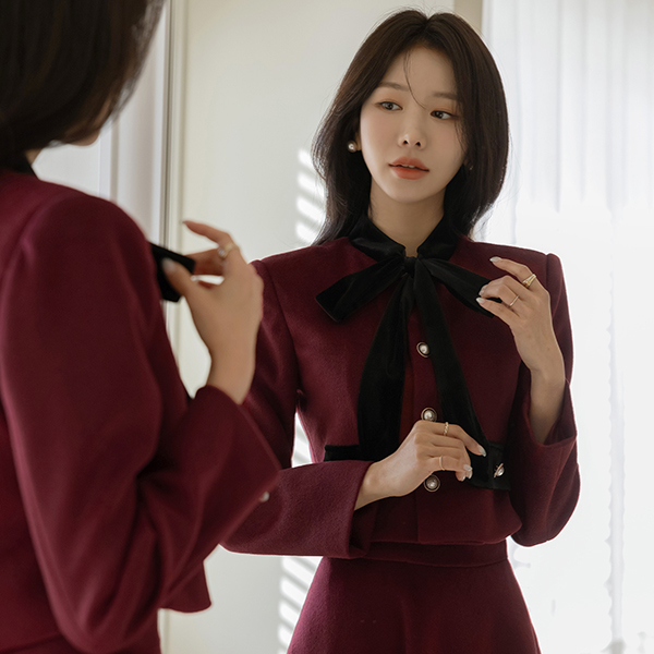 Rya ウール タイネック キルティング Set-up ジャケット