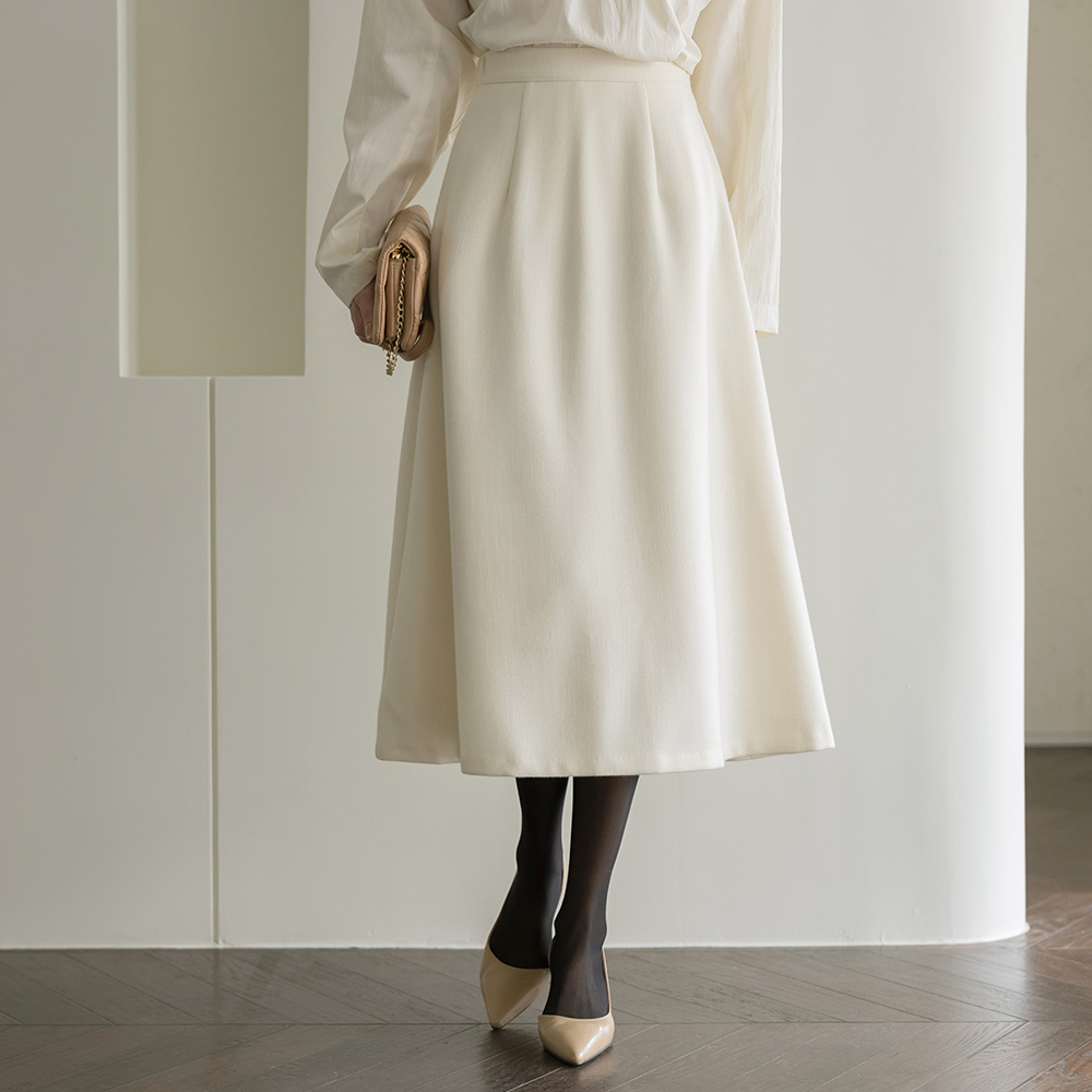 アンナ ウール 起毛 後面バンド Aライン Set-up スカート