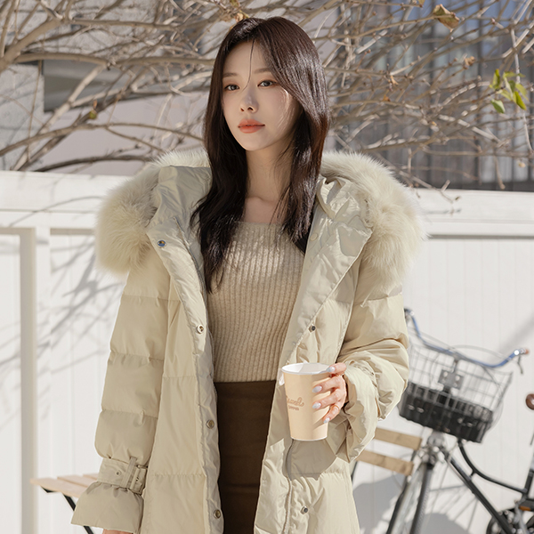 リアル フォックスファー ダックダウン ロングなダウンコート