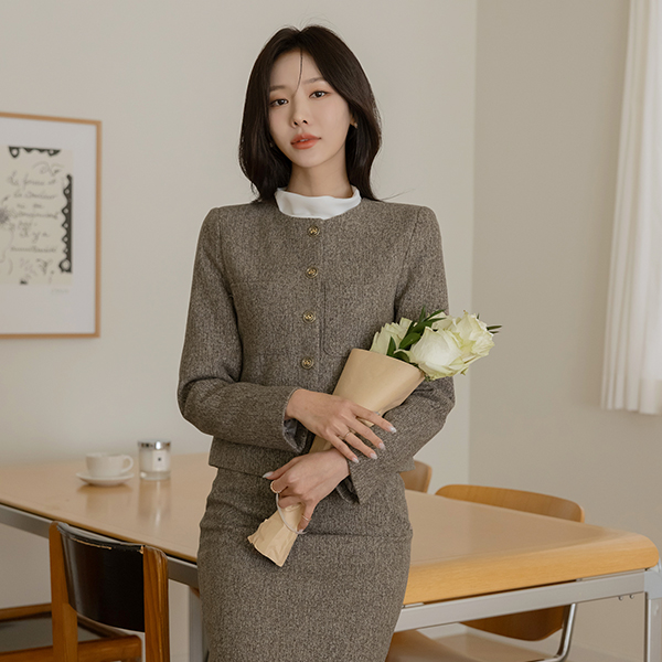 메르니 ウール ラウンドネック Set-up ジャケット