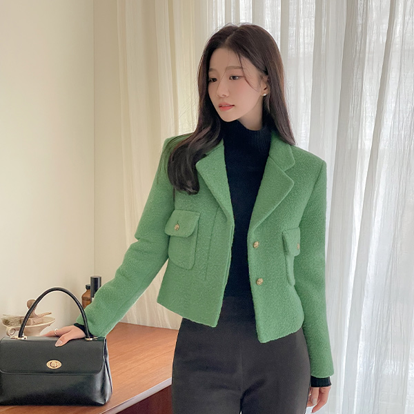 빌리브 ブークレ ウール ツイード 隠れた ジャケット