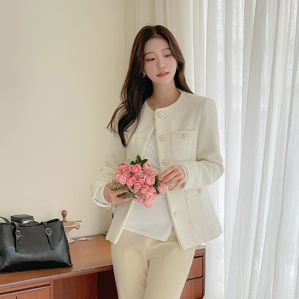 쥬크 ツイード ウール キルティング ジャケット