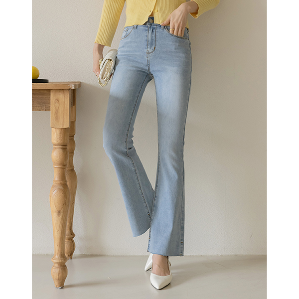 レングス 修理 NO! 着心地のいい 弾力 デニム ブーツカット パンツ (ショット/ミドル/ロングver)