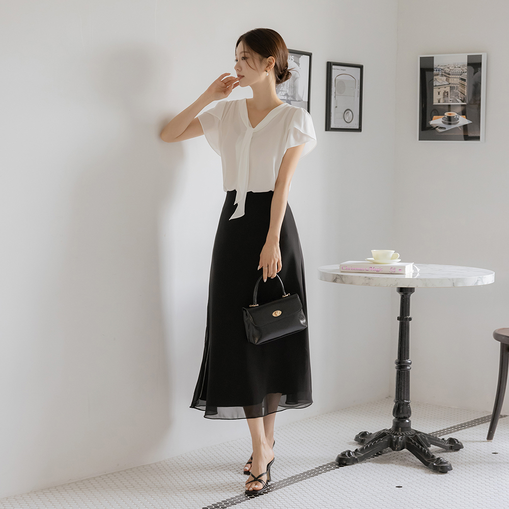 ソフト シースルー シフォン 훌라인 スカート