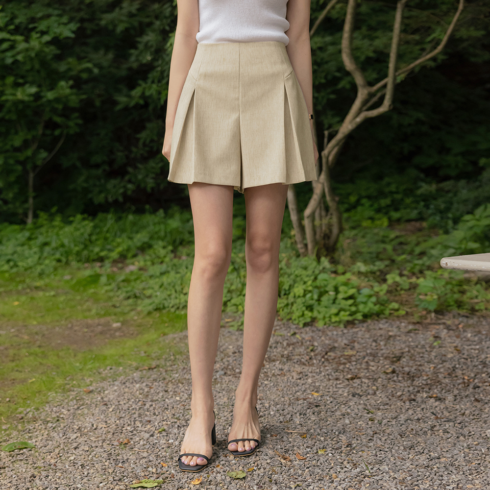 クロエ リネン 後面バンド サマー ハーフ パンツ