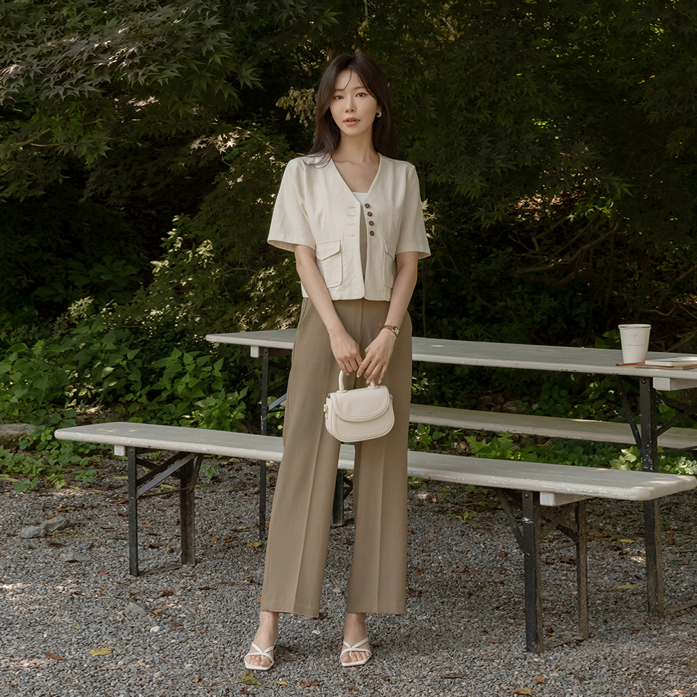 クール サマー リネン 弾力 ストレート スレックス