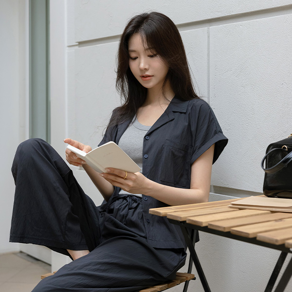 ナイロン カラーネック Set-up シャツ