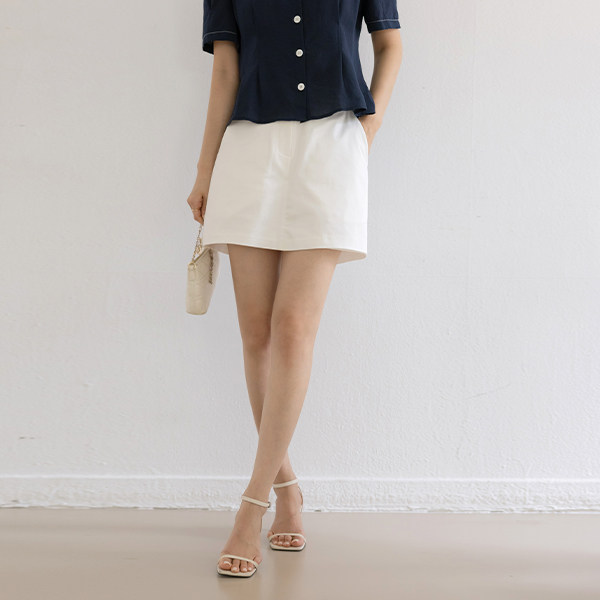 コットン 弾力 ミニ スカート パンツ