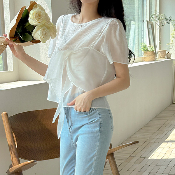 ブルーム シースルー ビュスチエ&ブラウス SET