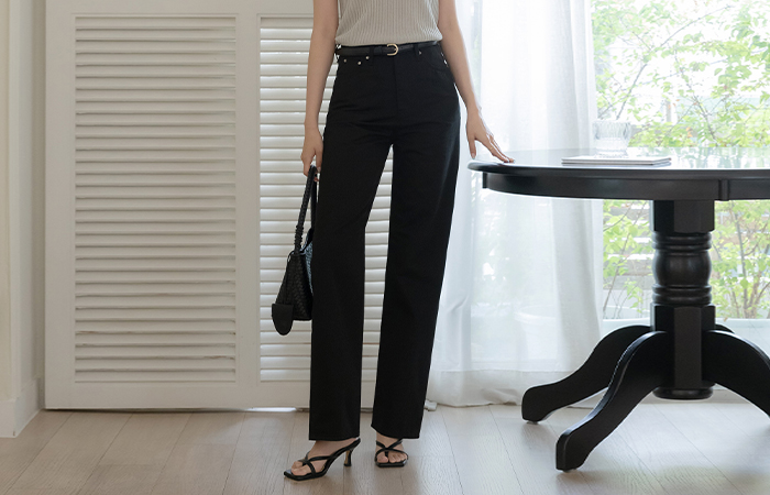 ベーシック CHIC ストレート コットン パンツ