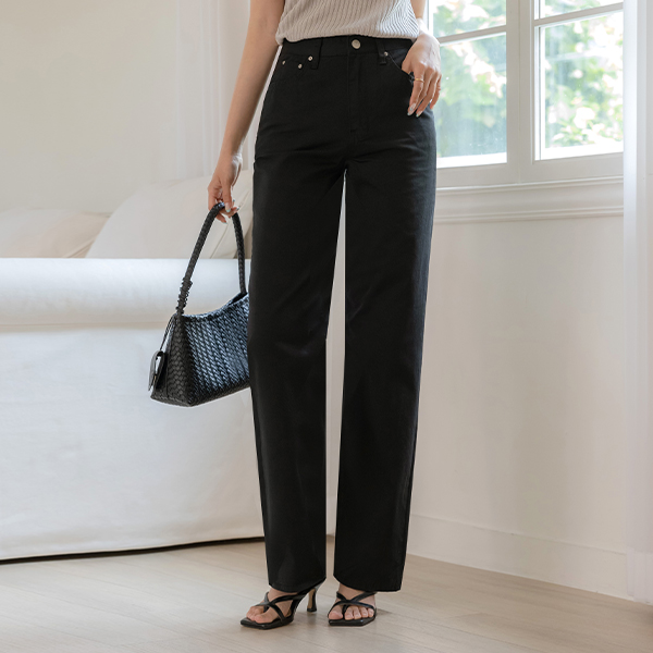 ベーシック CHIC ストレート コットン パンツ