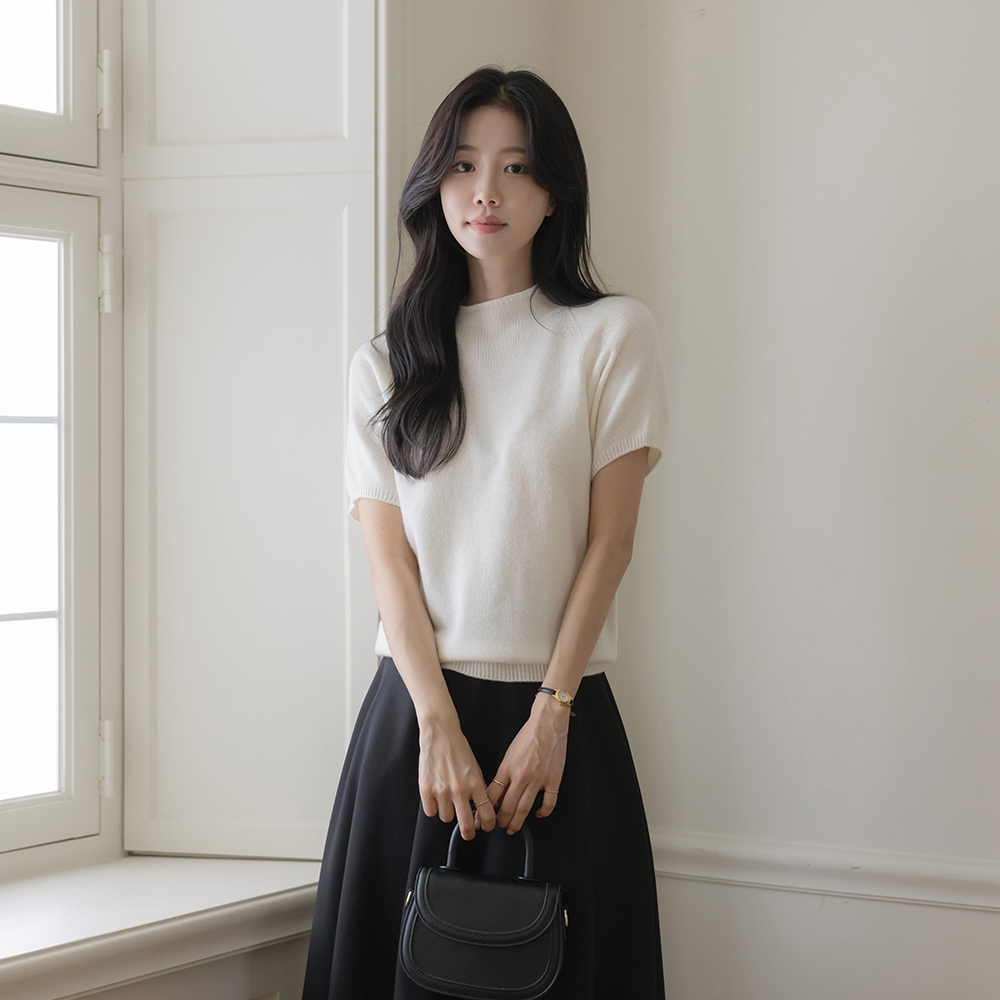 セミハイネック Whole Garment ウール 半そで ニット