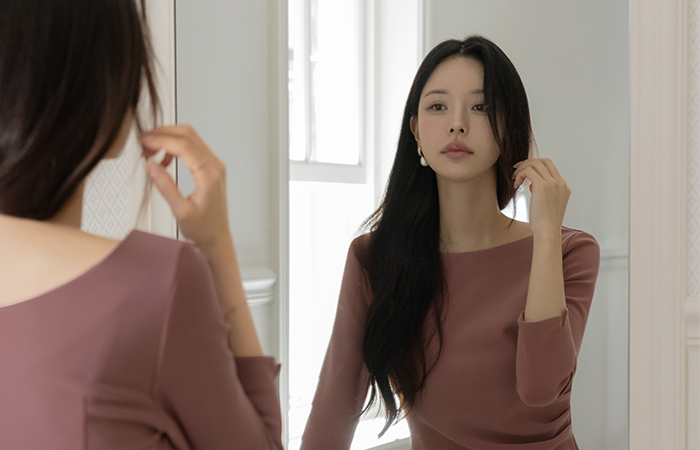 [O:neul] カバー シャーリング 여리넥 愛着 弾力 ワンピース