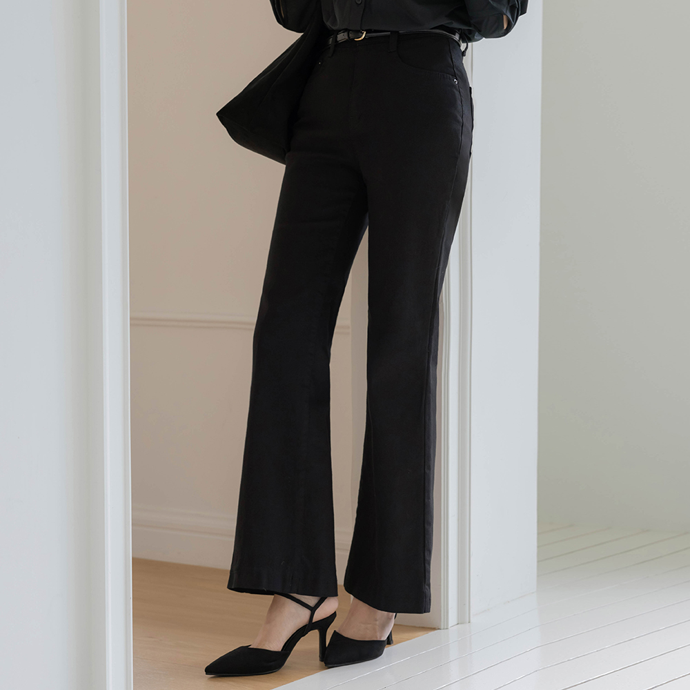 コットン バンディング 弾力 ブーツカット パンツ