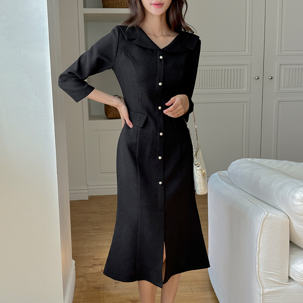 クラシック カラー マーメイド ツイード ワンピース