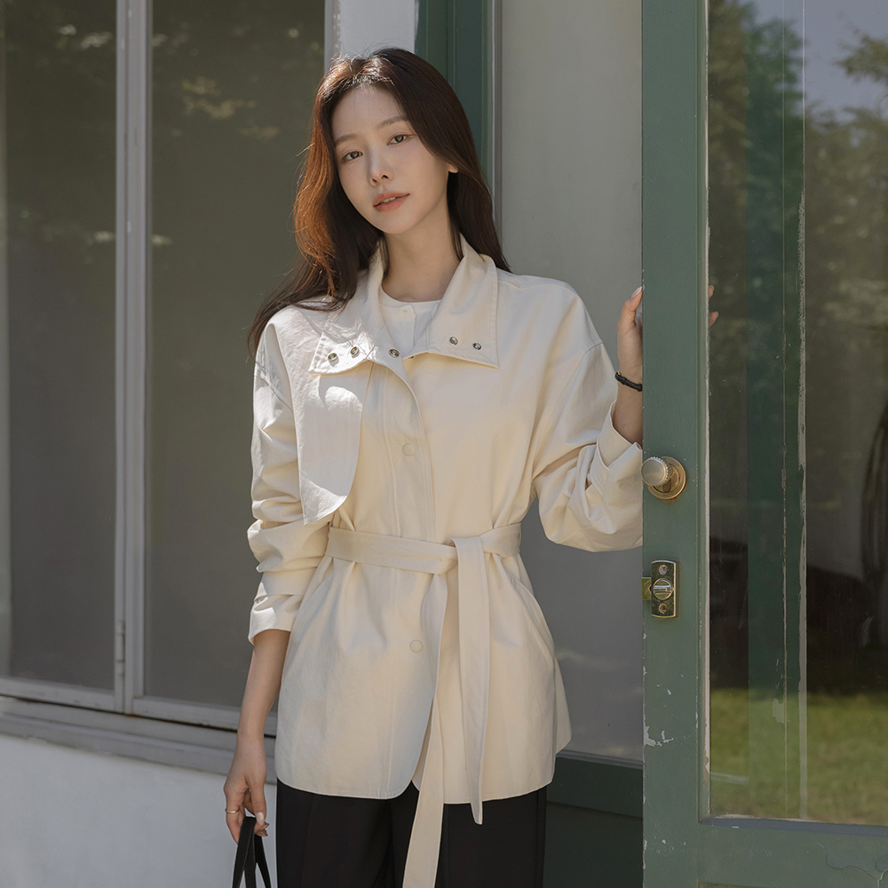 Core ハイネック ハーフ サファリジャケット ジャンパ(+ベルト)