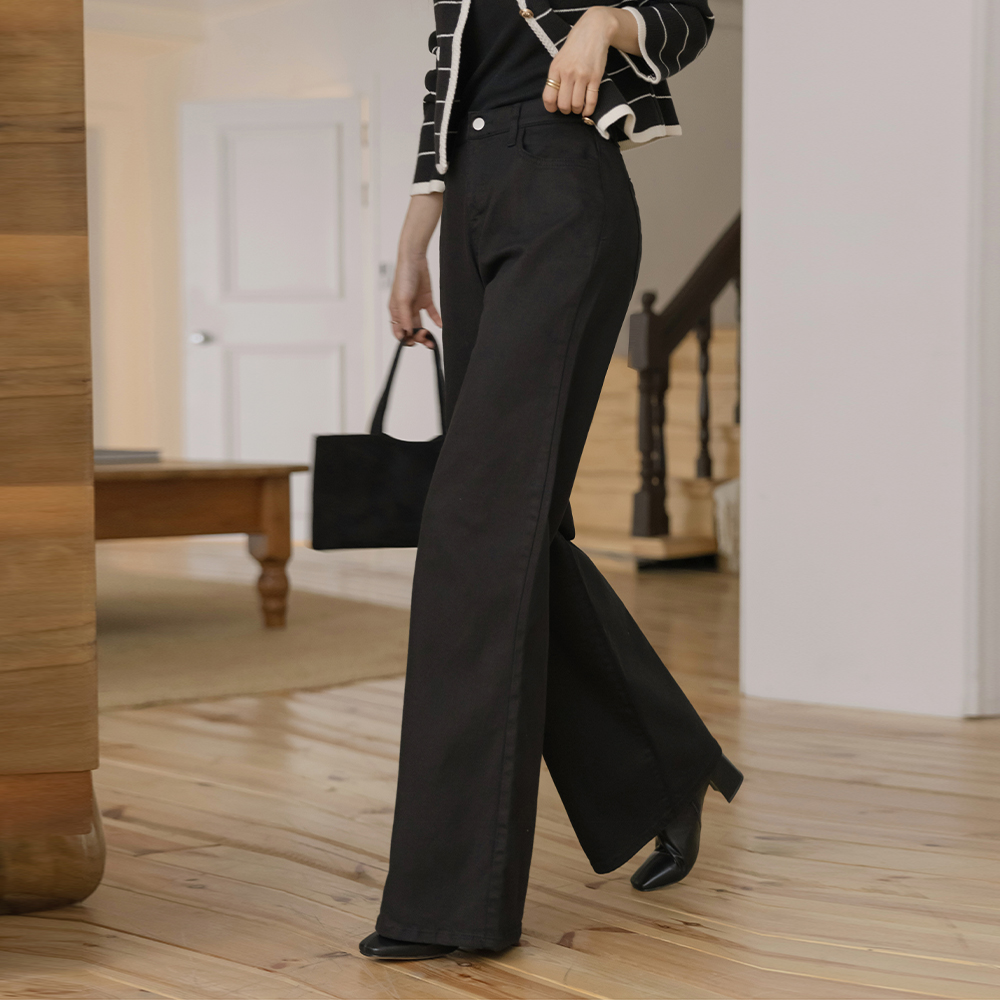 コットン ストレート CHIC 弾力 パンツ