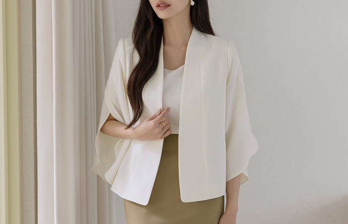 レイナ チューリップ 袖 オープン ジャケット(fall)