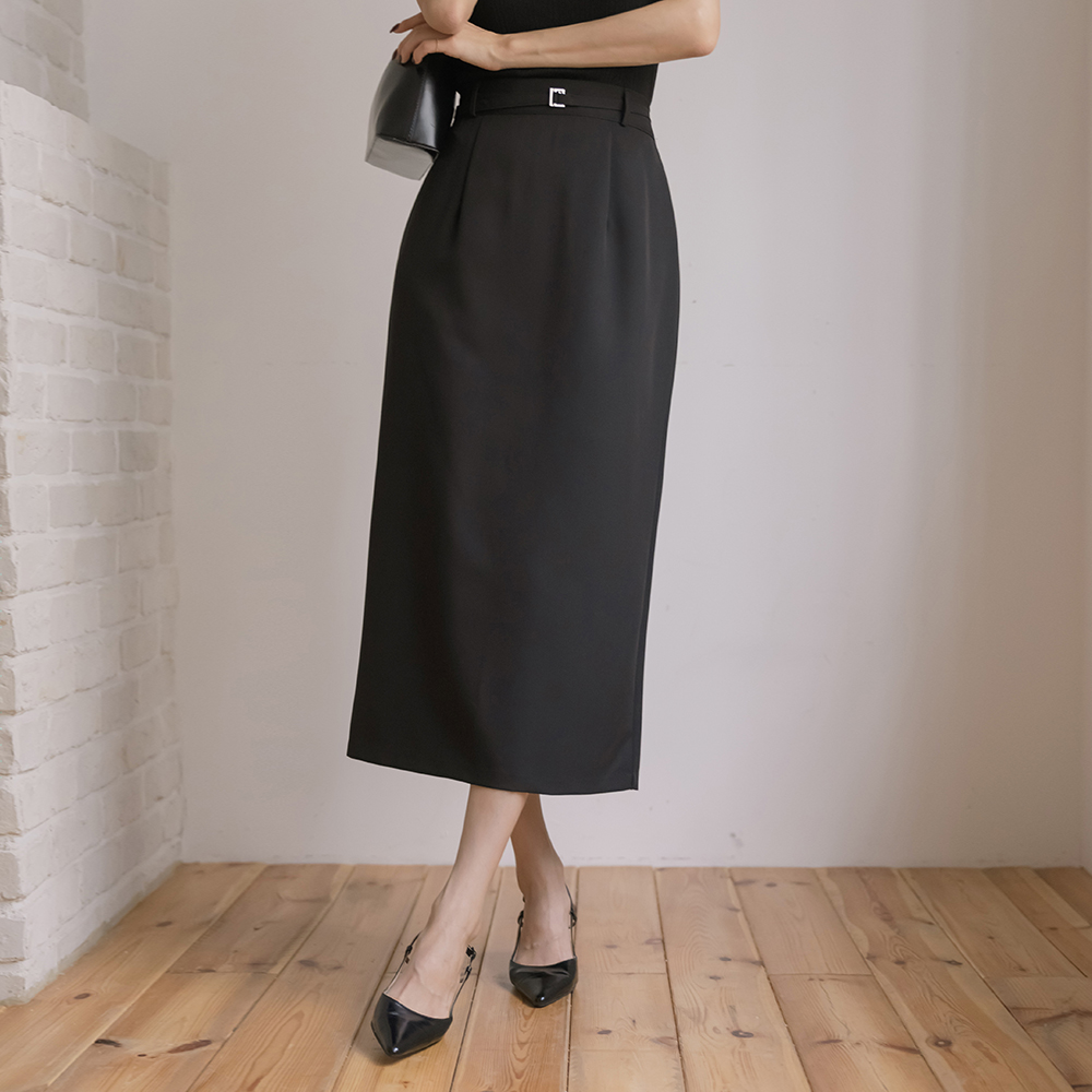 ベーシック 後面バンド Hライン ロング スカート(+ベルト)