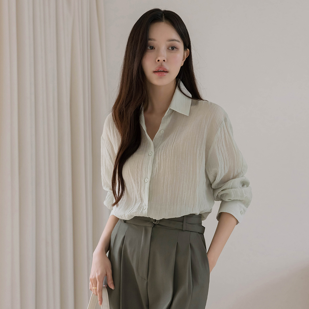 テンセル シースルー きれいなフィット バックプラケット シャツ