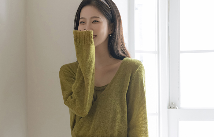 솔티드 ウール&モヘア ラップ ニット