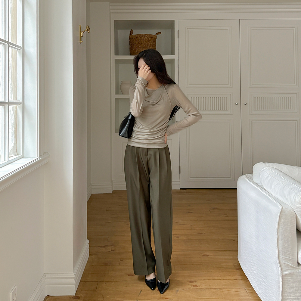 ウッド ダブル ピンタック ワイド スレックス