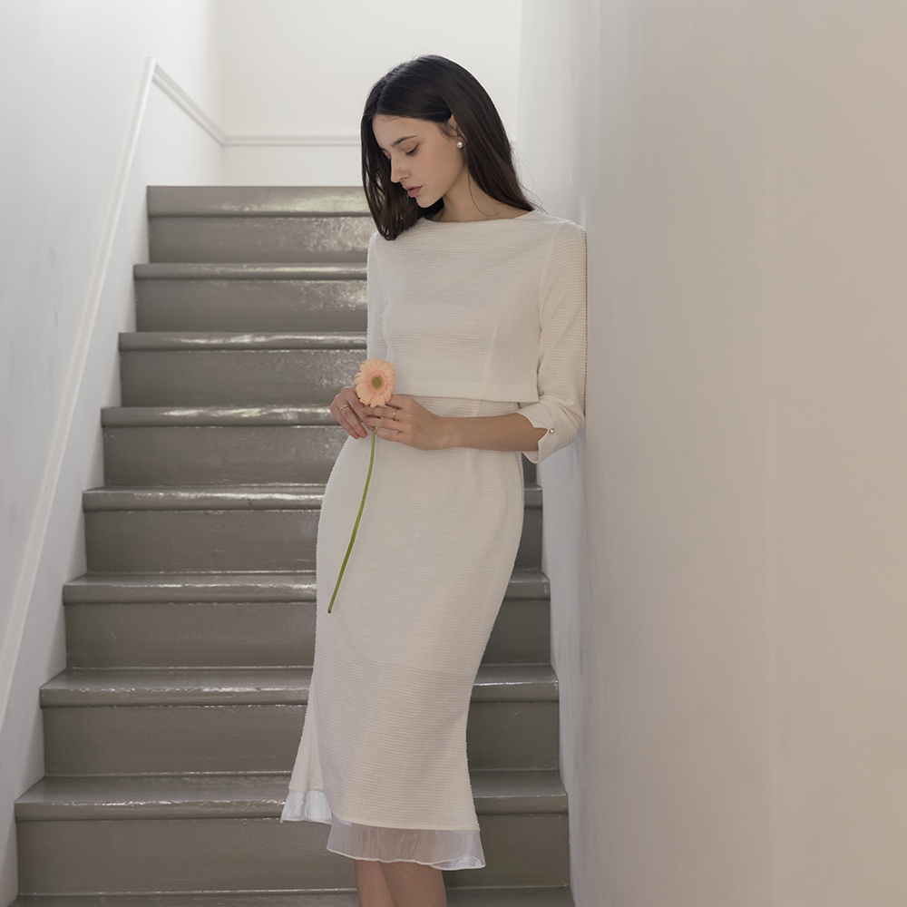 [O:neul] マーメイド テンション ツイード ワンピース