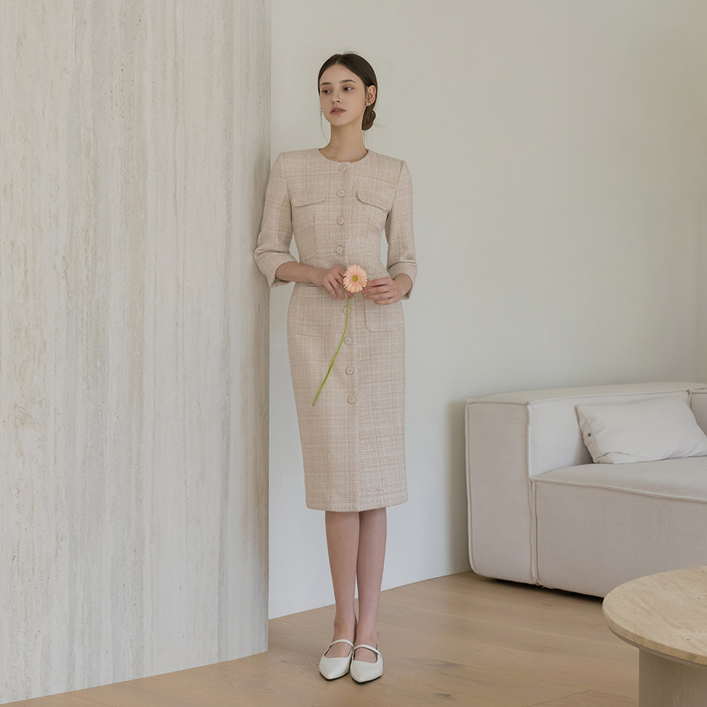 T Hライン ツイード ワンピース