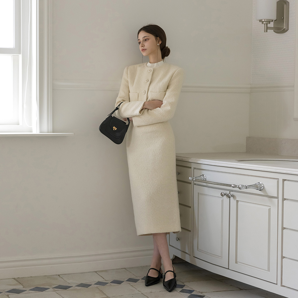 ツイード ウール Hライン Set-up ロング スカート