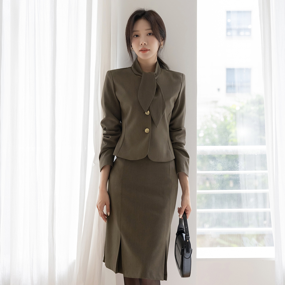 クラシック ラウンドネック Set-up ジャケット(+スカーフ)