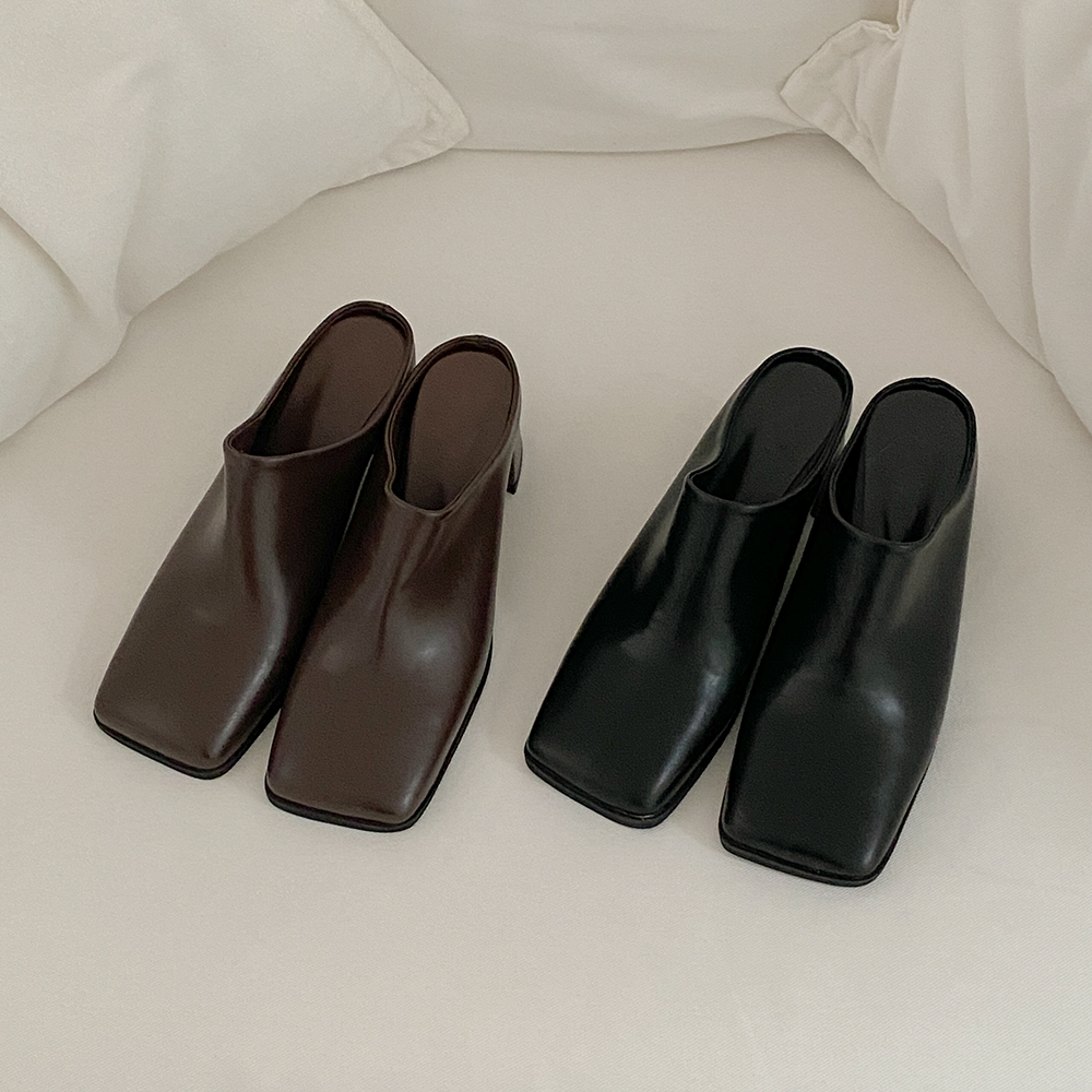 モダン スクエアトー ローファー スリッパ シューズ