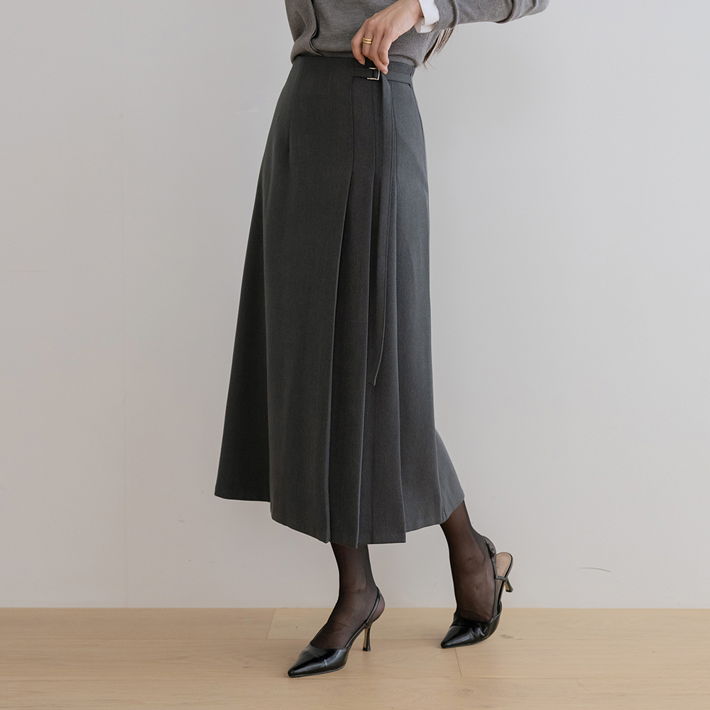 ベルト ポイント 後面バンド プリーツ スカート