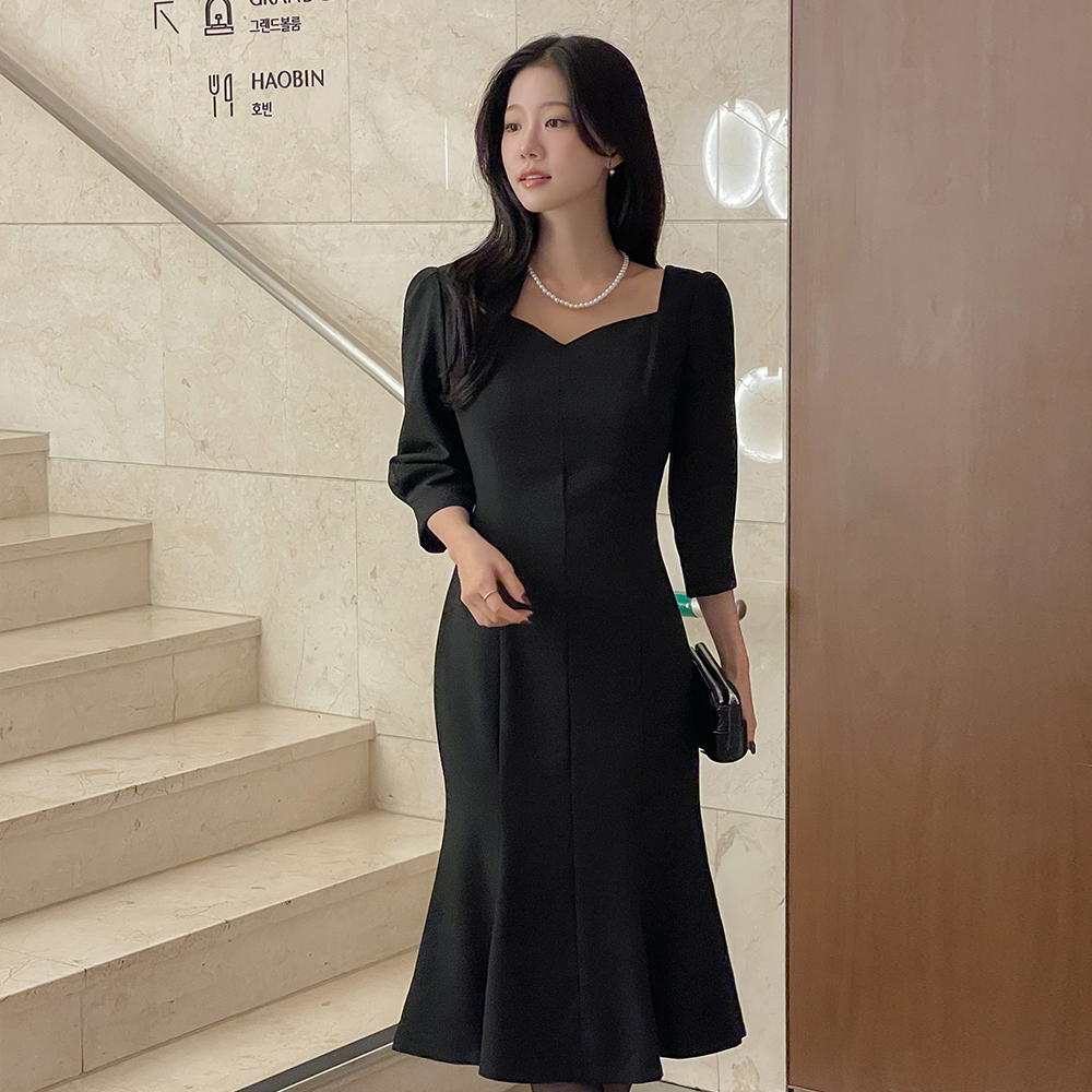 ハートネック ベルト マーメイド ワンピース