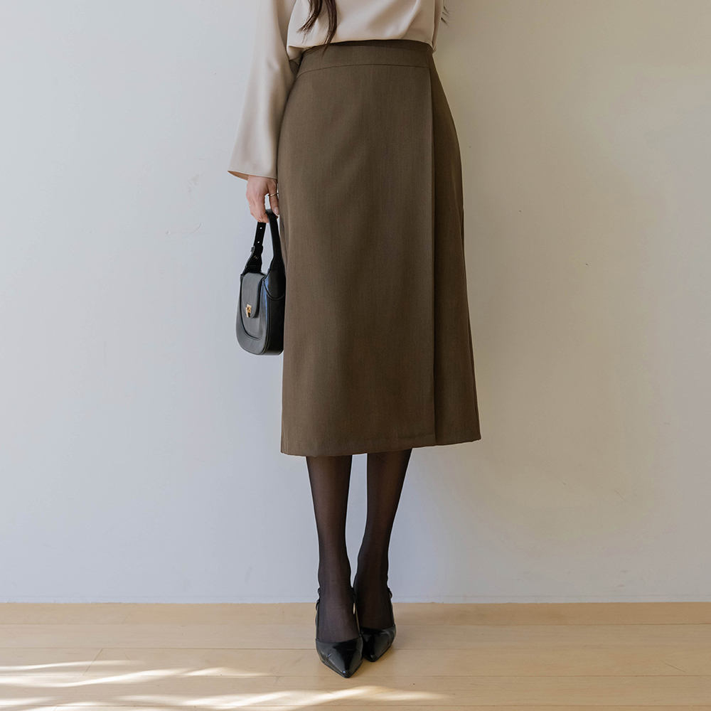 ラップスタイル 後面バンド ロング スカート