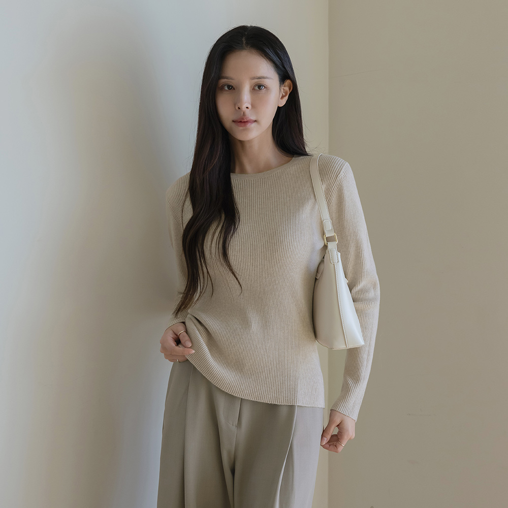 All Day ラウンドネック カシミア コール天 ニット