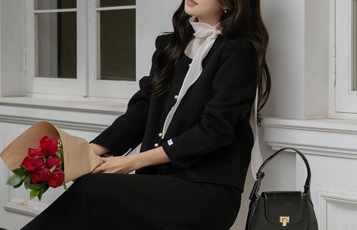 ODE ラウンドネック ゴールド ボタン ウール ハンドメード ジャケット