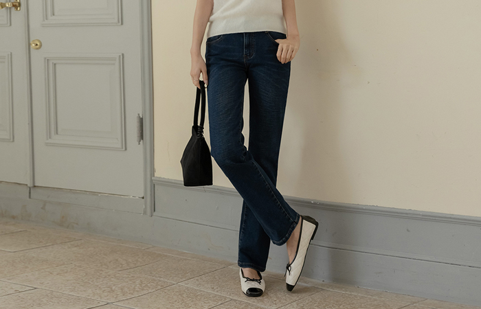 베럴 バンディング ストレート 起毛 デニム パンツ