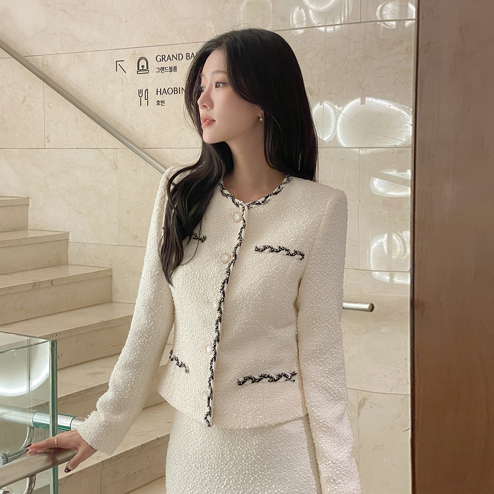 配色 スリムフィット ツイード Set-up ジャケット