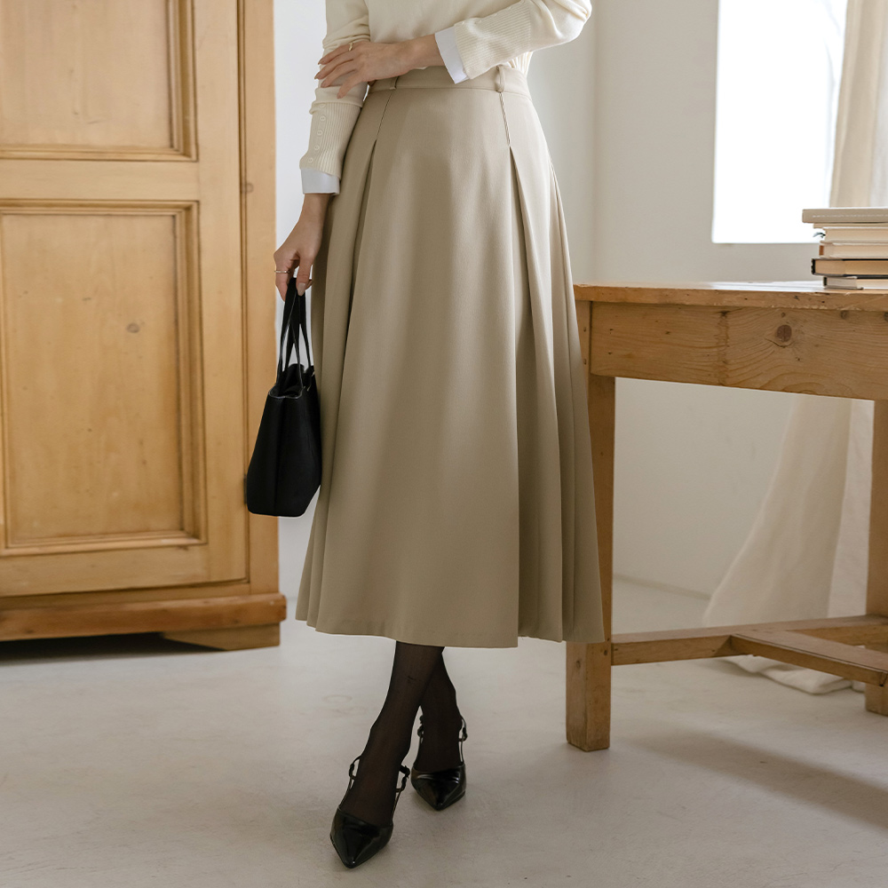 ピンタック Aライン スカート