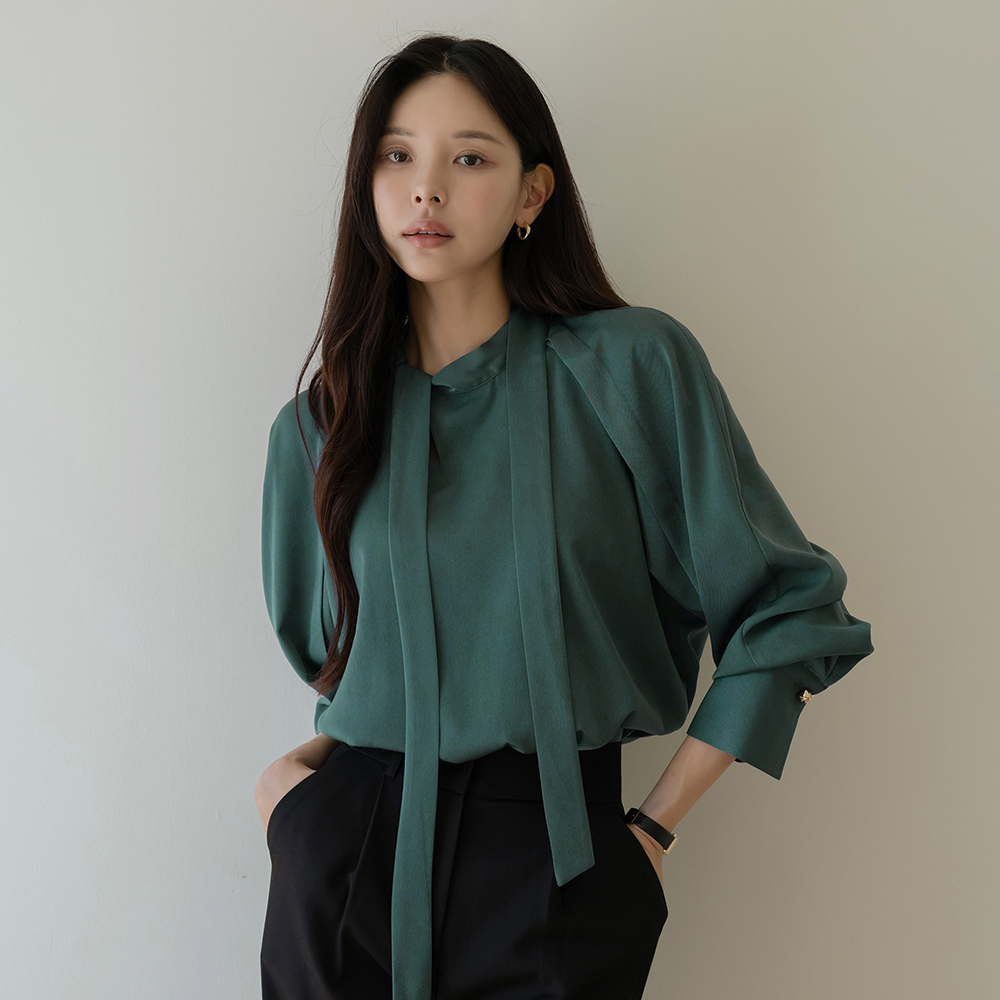 タイネック 切開 ラグラン ブラウス