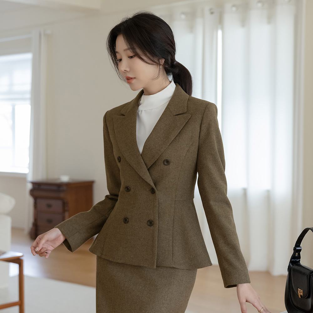 ODE ウール ヘリンボーン ペプラム Set-up ジャケット