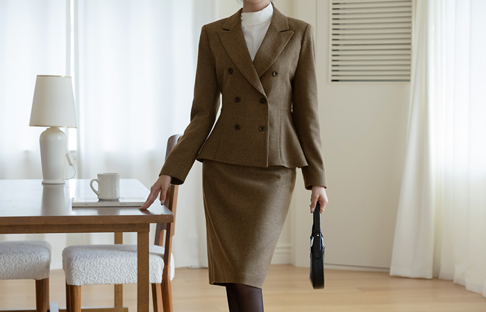 ODE ウール ヘリンボーン Hライン Set-up スカート