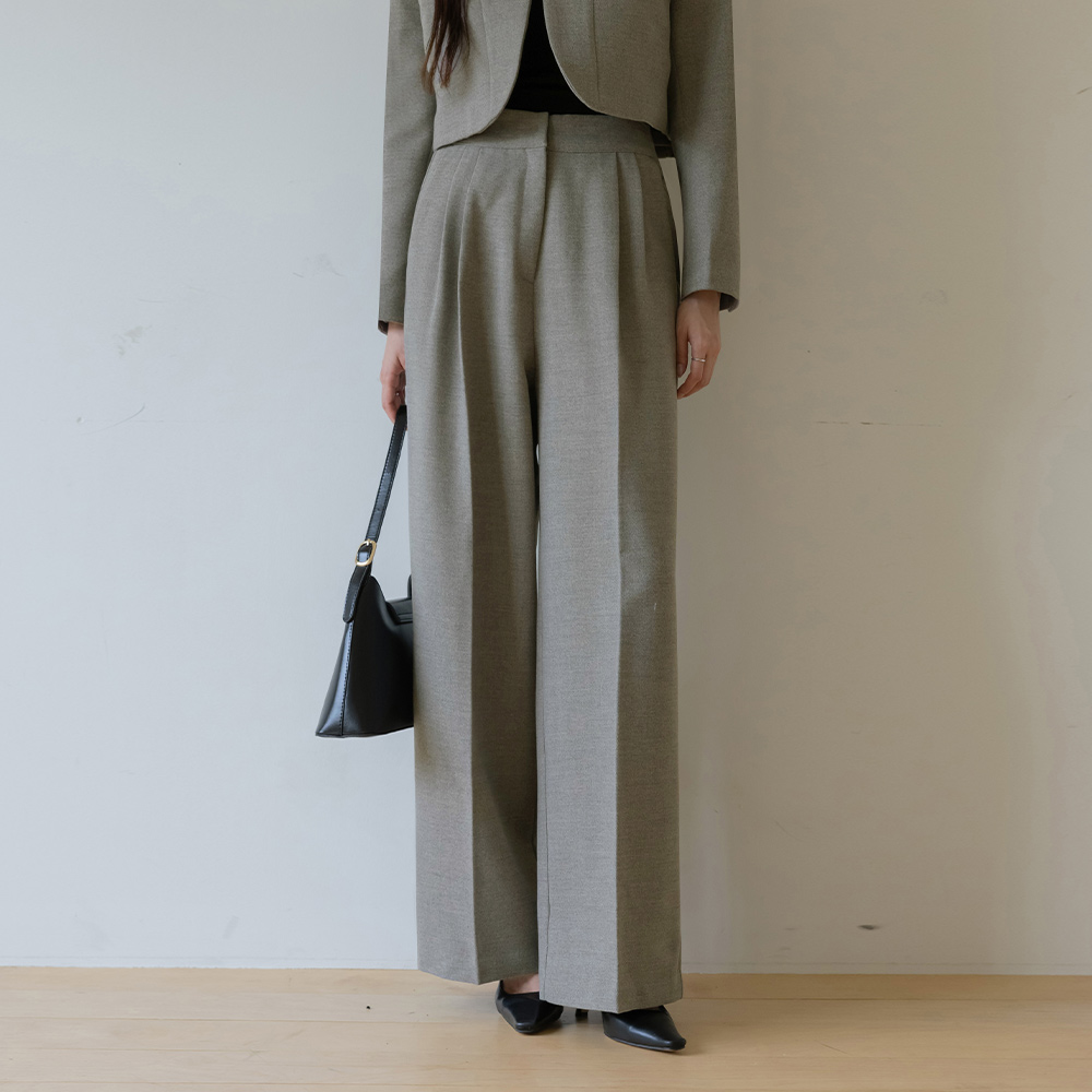 モダン ウール ピンタック ワイドフィット Set-up スレックス