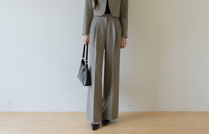 モダン ウール ピンタック ワイドフィット Set-up スレックス