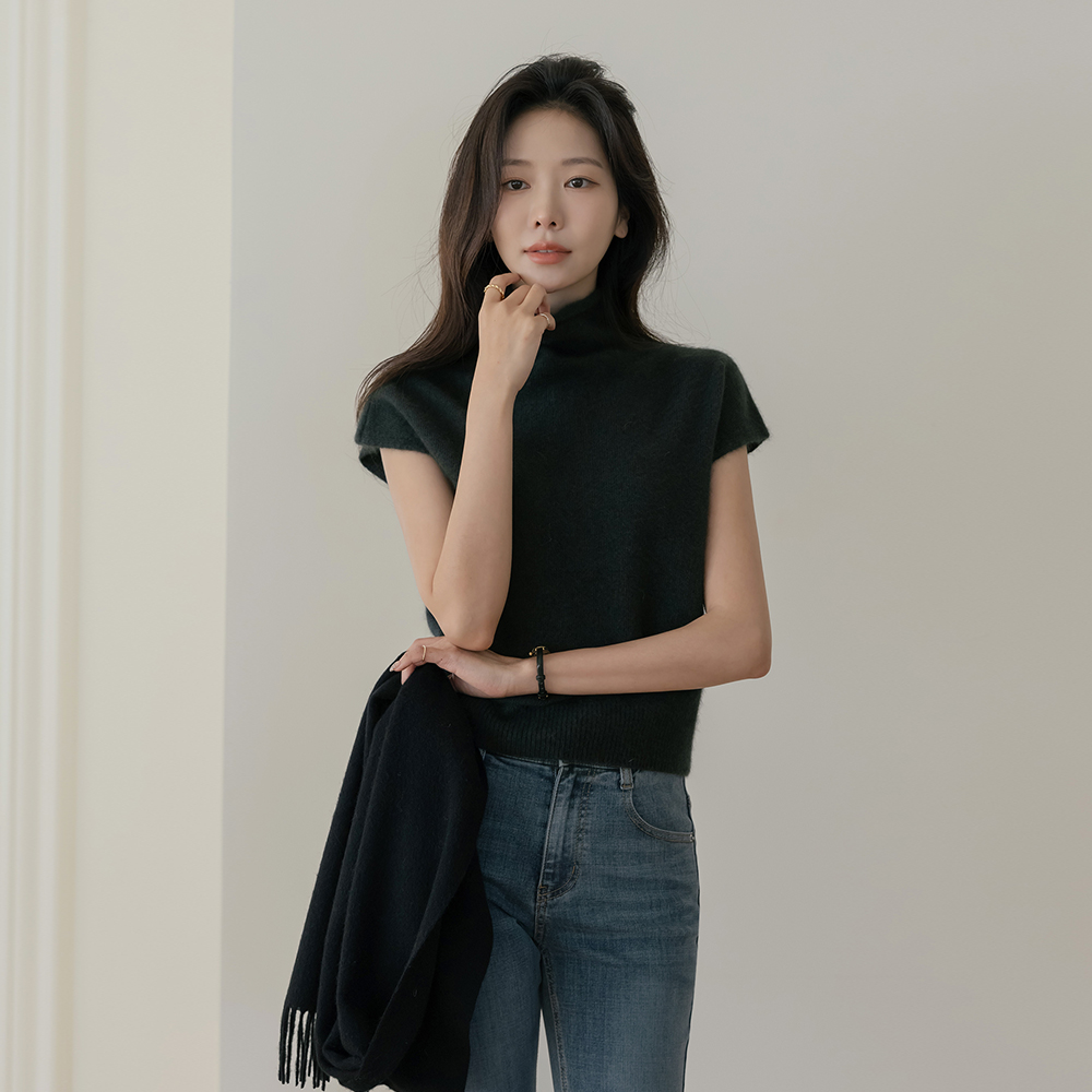 ハーフネック ネック ラムウール キャップップ ニット