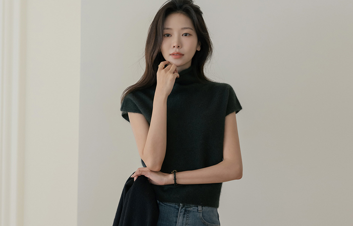 ハーフネック ネック ラムウール キャップップ ニット